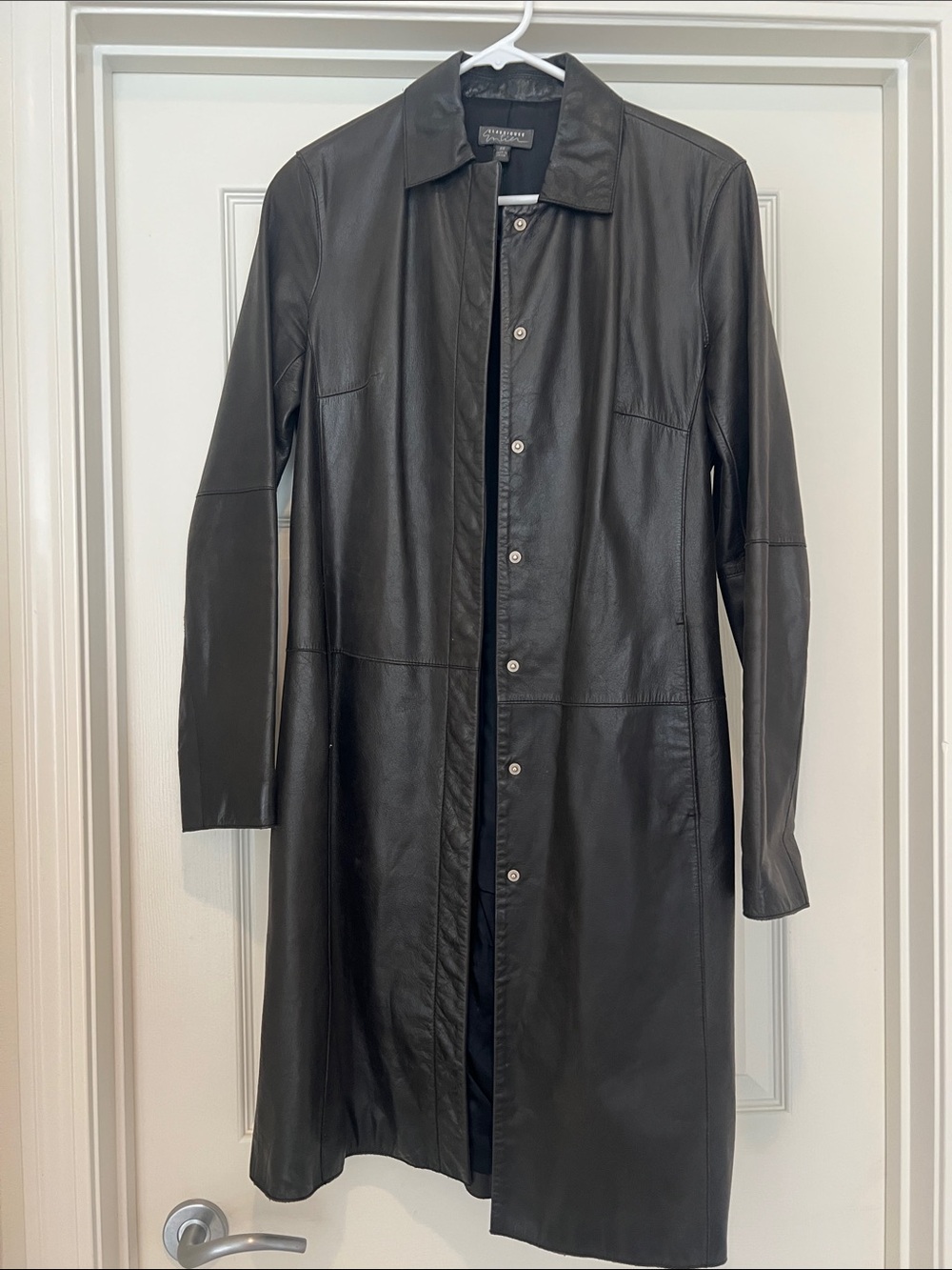 Dark Brown Leather Longline Coat